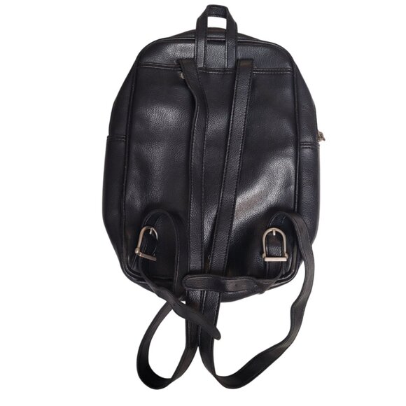 Y2K Vintage ESPRIT Small Black Leather Backpack 13x10x3 - Picture 2 of 9